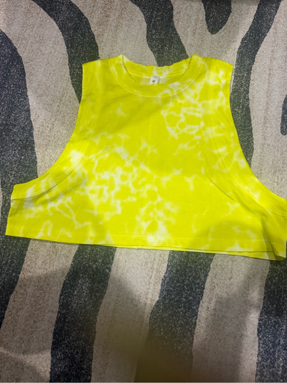 Lululemon Neon Yellow Tie-Dye Crop Tank